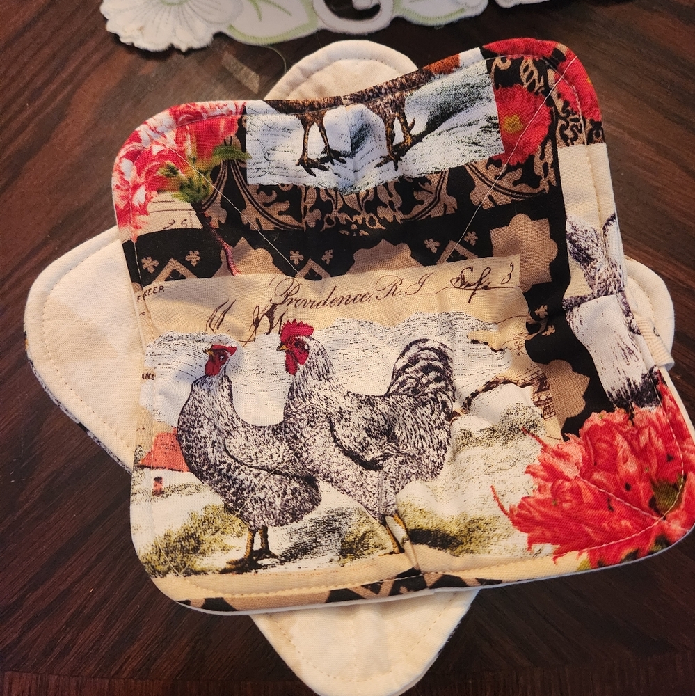 Handmade reversible Barn themed cozies, SET OF 2.